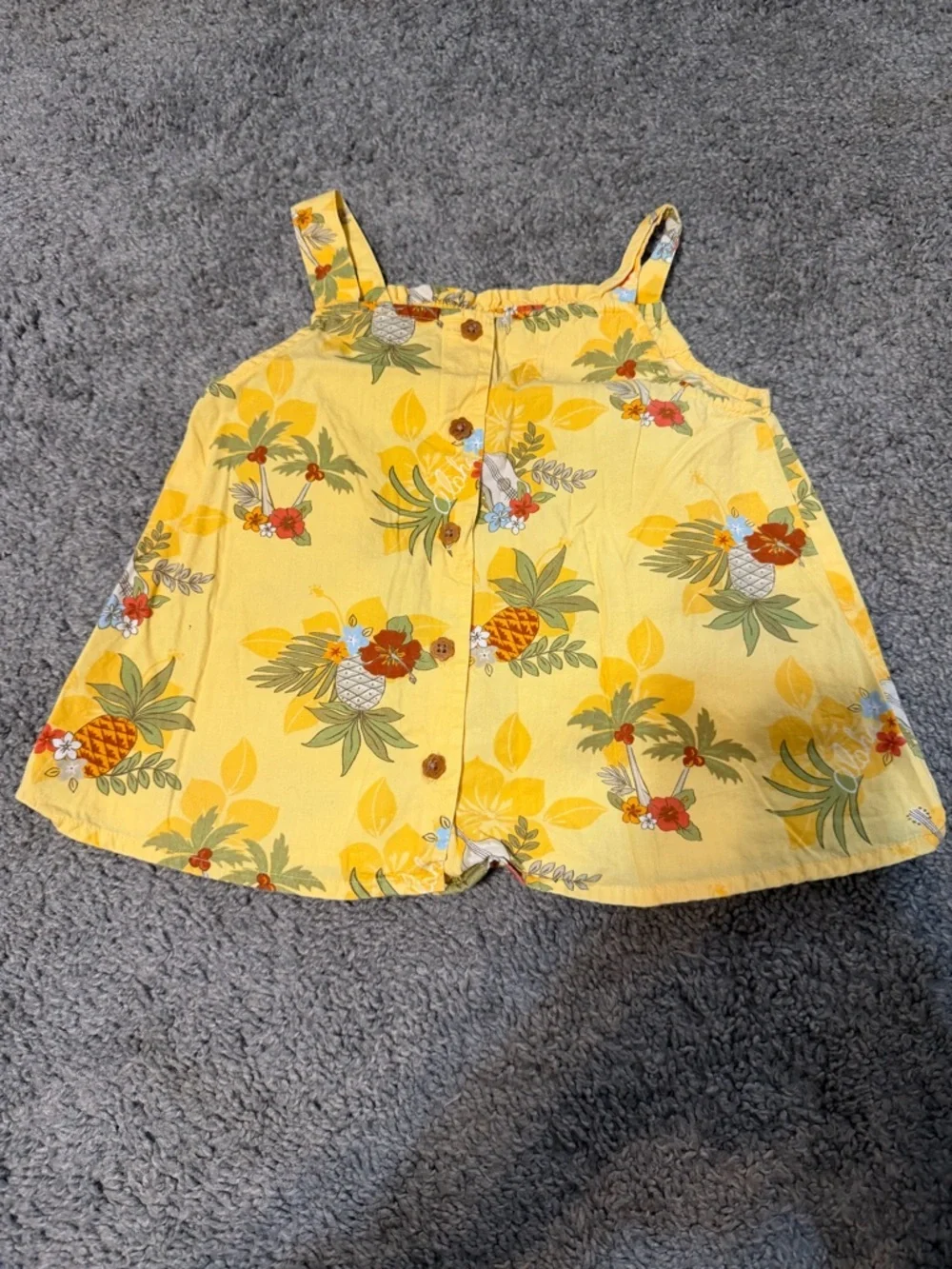 Yellow Floral Pineapple Tank Top for Kids